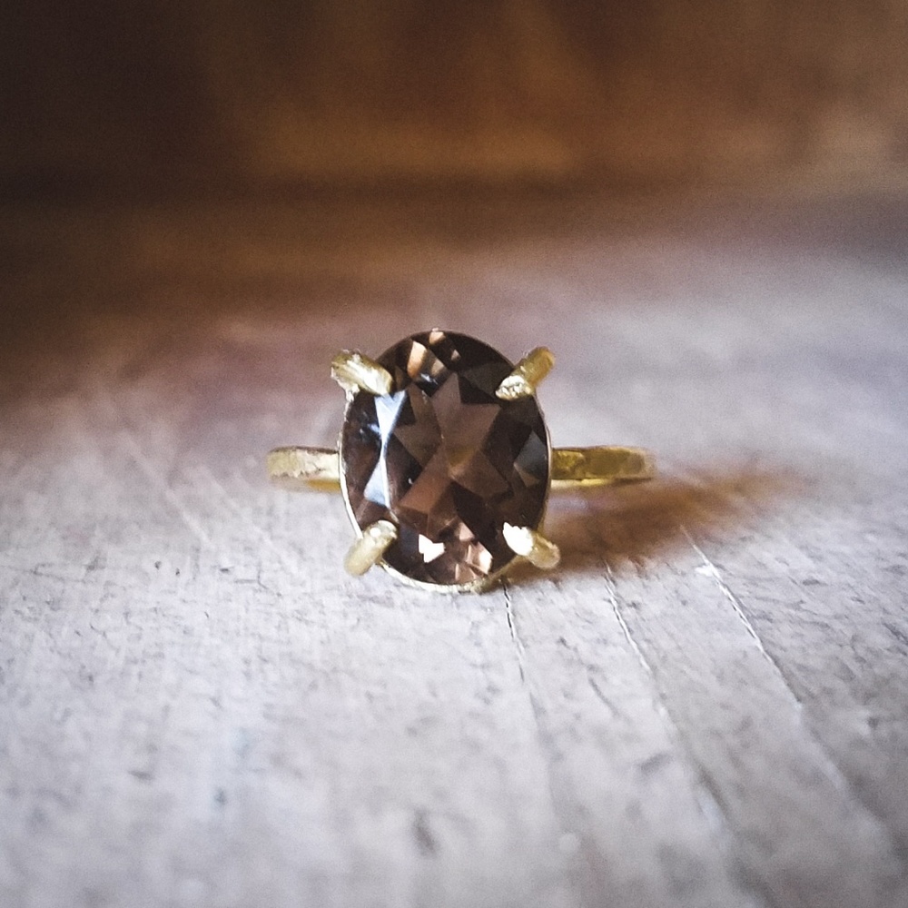 "Emblazoned Essence"- 4 CT Smokey Quartz Ring